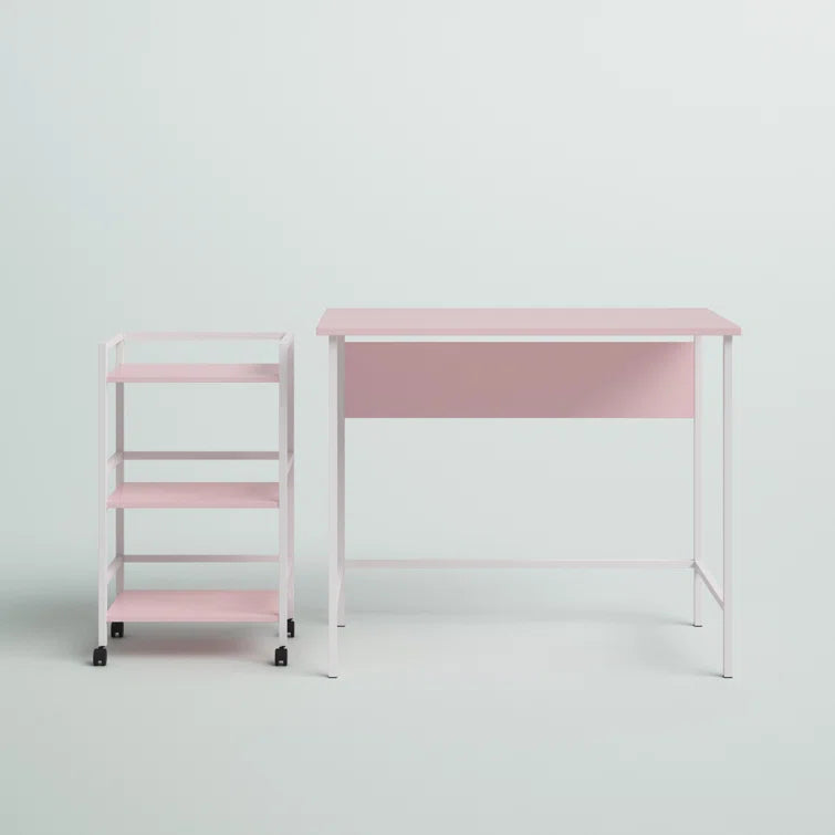 Versatile Workspace: Desk with Rolling Cart for Enhanced Organization"