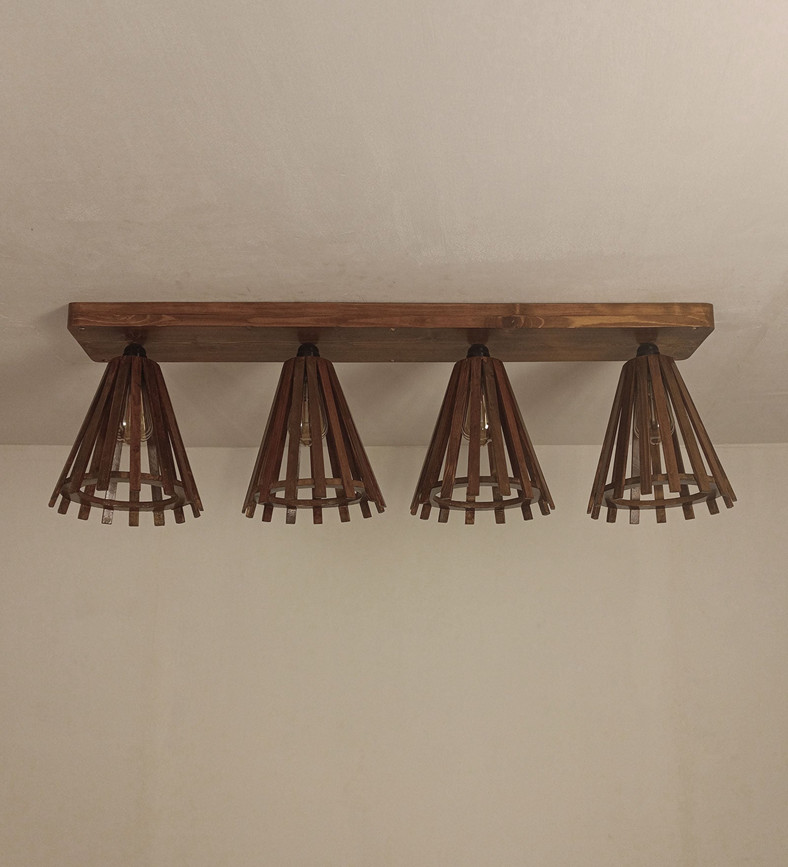 Funnel Brown Wooden 4 Series Ceiling Lamp (BULB NOT INCLUDED)