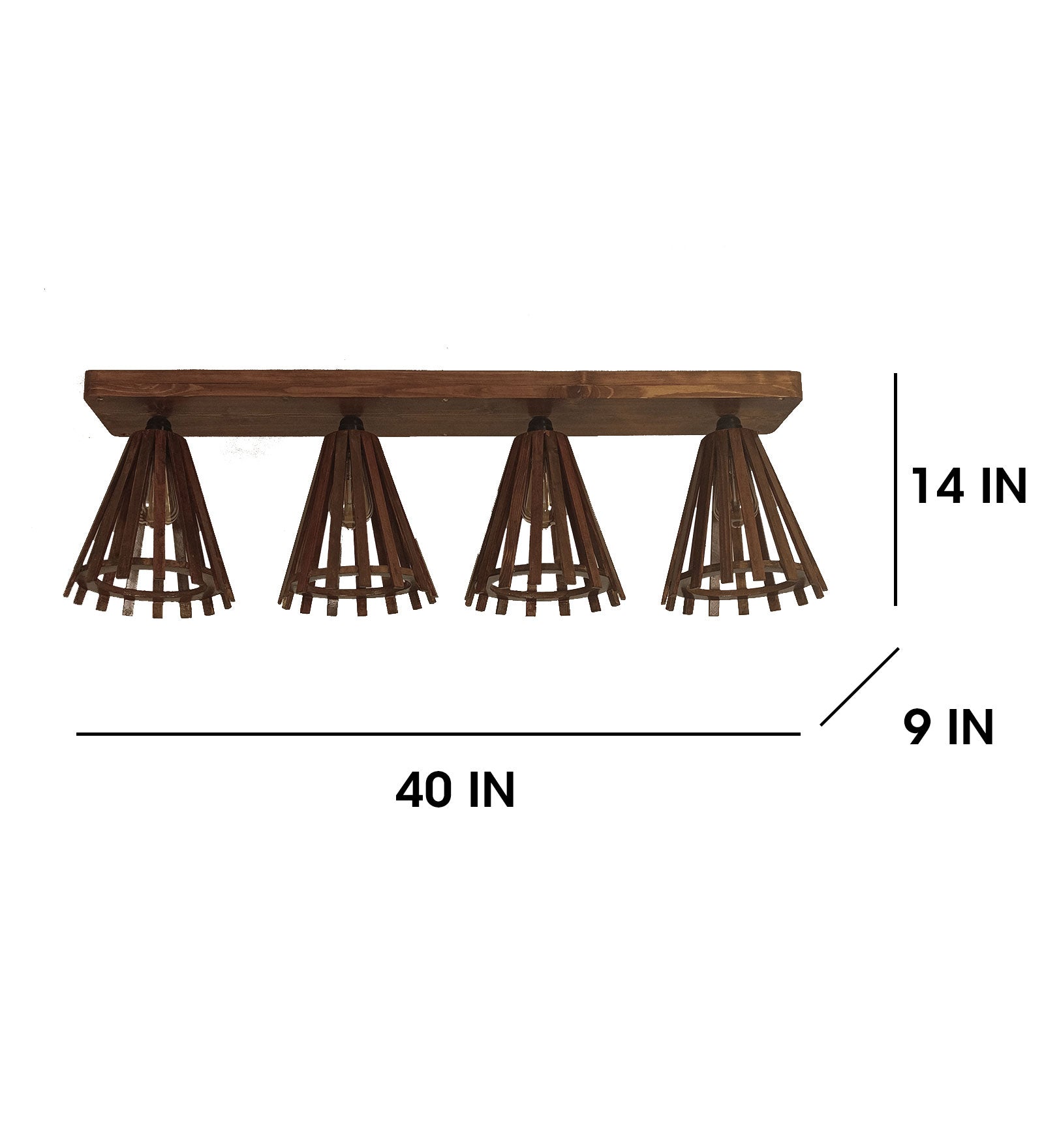 Funnel Brown Wooden 4 Series Ceiling Lamp (BULB NOT INCLUDED)