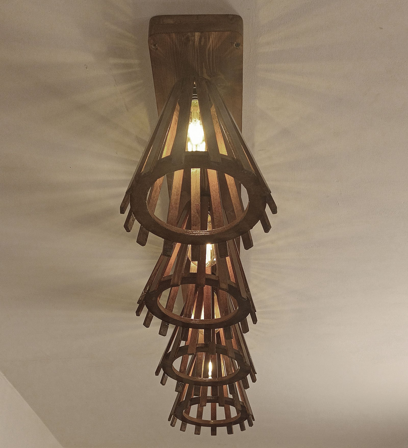 Funnel Brown Wooden 4 Series Ceiling Lamp (BULB NOT INCLUDED)