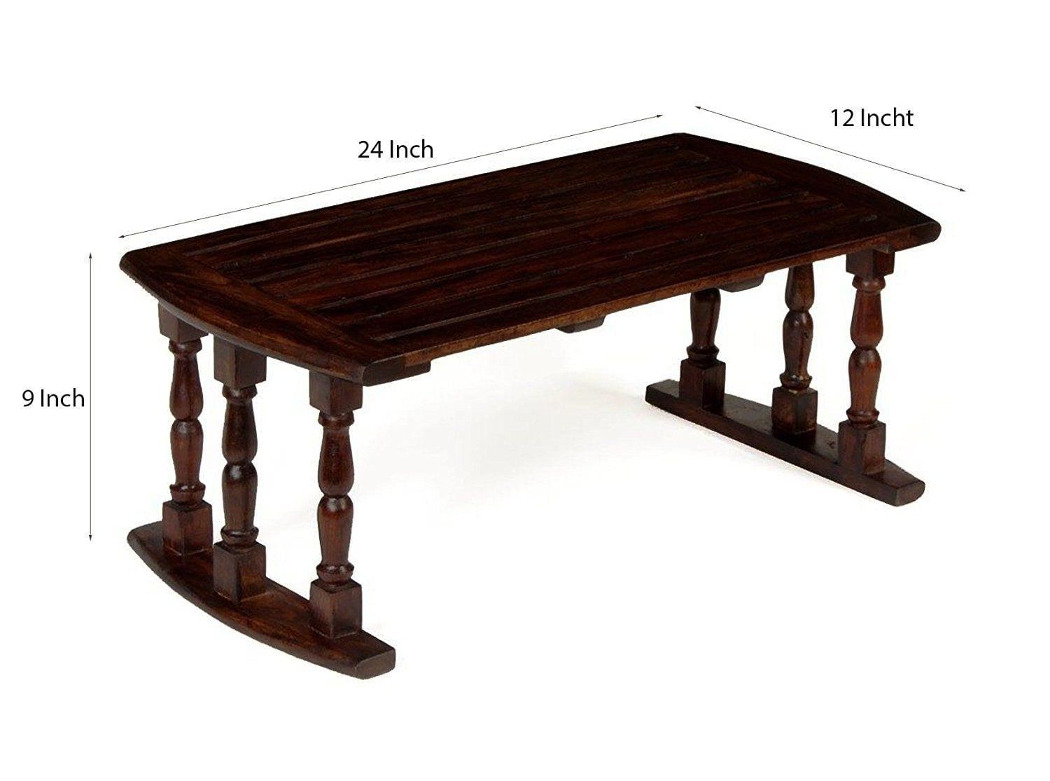 Sheesham Wood Breakfast Table | Laptop Table - Walnut Finish - Ouch Cart 