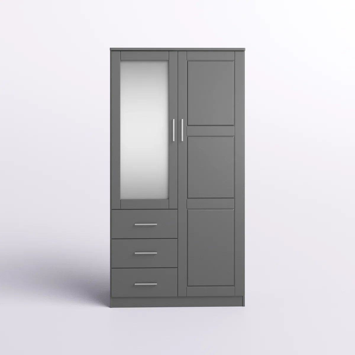 Metro 100% Solid Wood 2-door Wardrobe Armoire with Mirrored Door