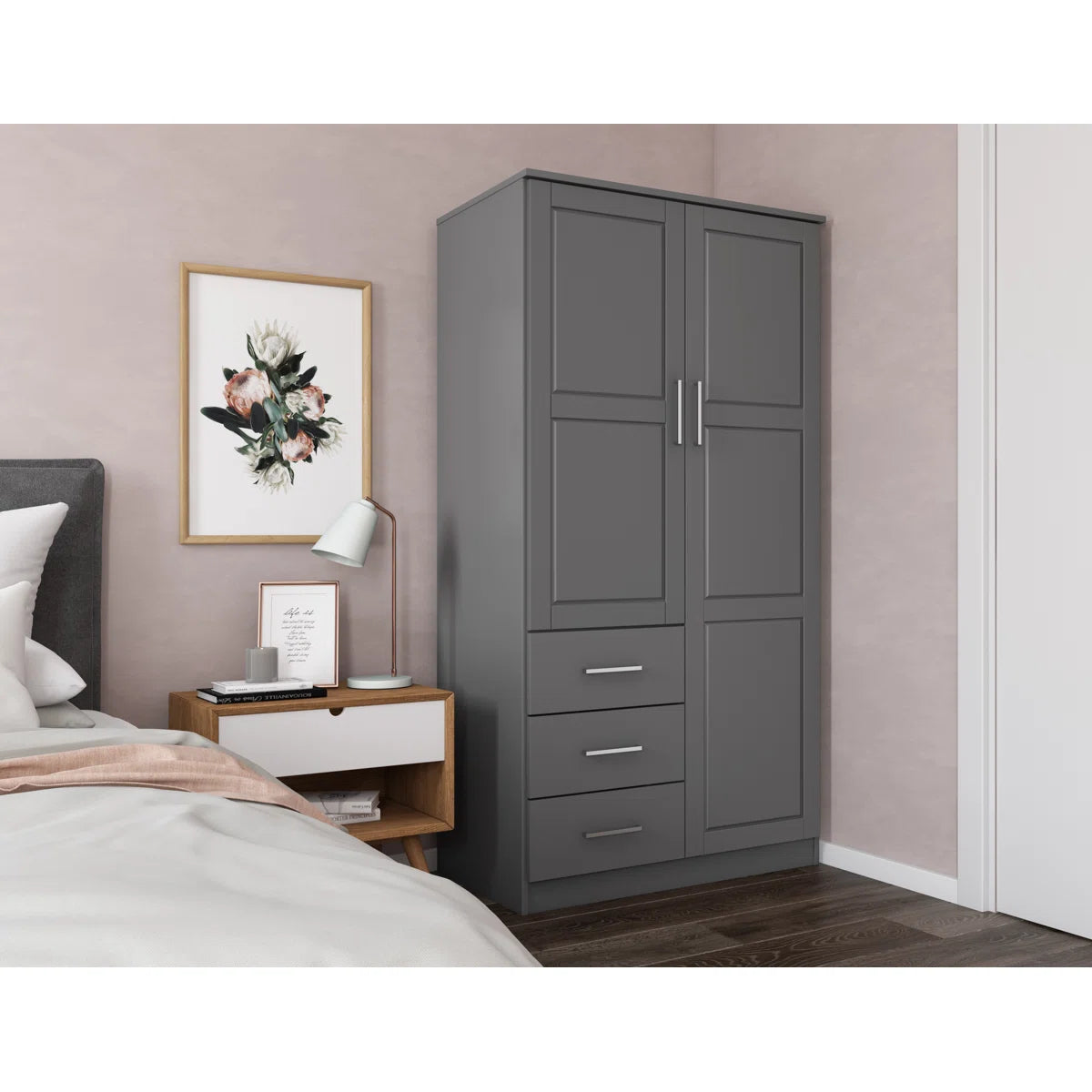 Metro 100% Solid Wood 2-door Wardrobe Armoire