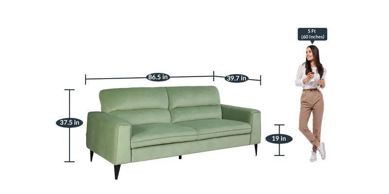 Velvet 3 Seater Sofa In Teal Green Colour - Ouch Cart 