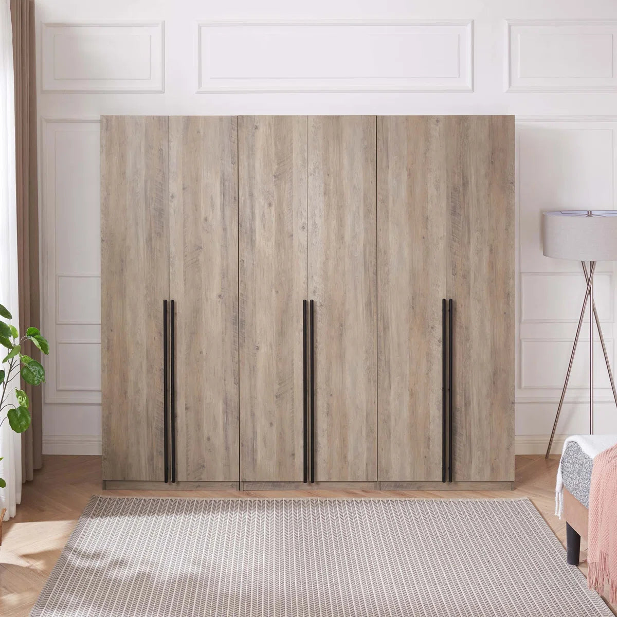 Lee Freestanding 3-Piece Module Wardrobe Closet with 2 Hanging Rods, 4 Drawers, 3 Shoe Storage and 6 Shelves