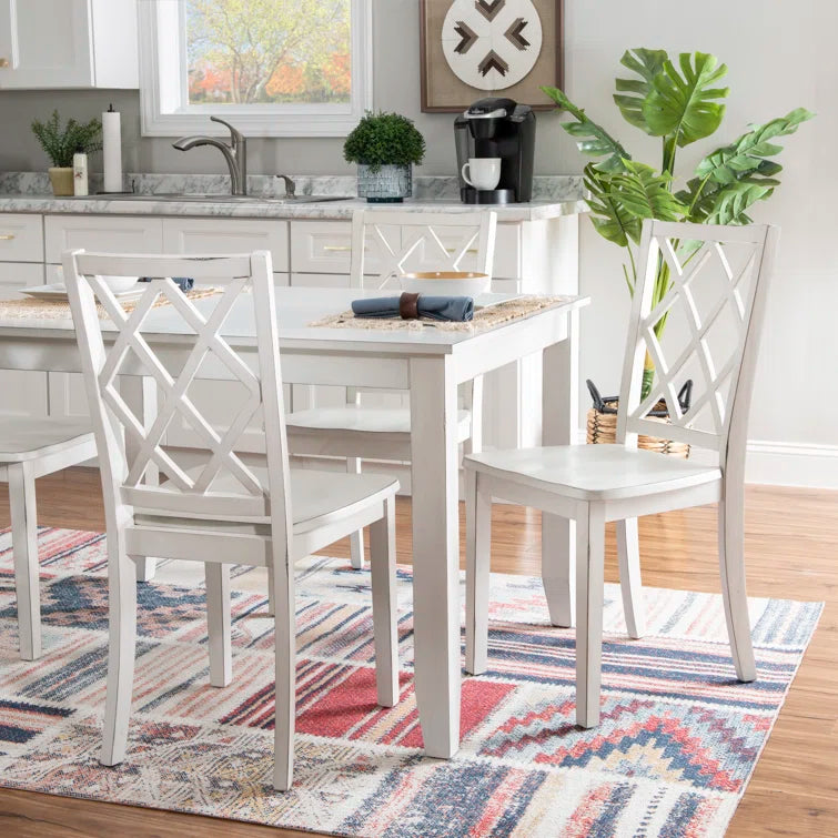 5 Piece 48" Solid Wood Lattice Back Dining Set