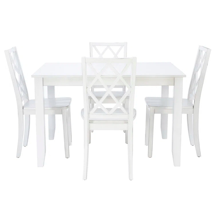 5 Piece 48" Solid Wood Lattice Back Dining Set