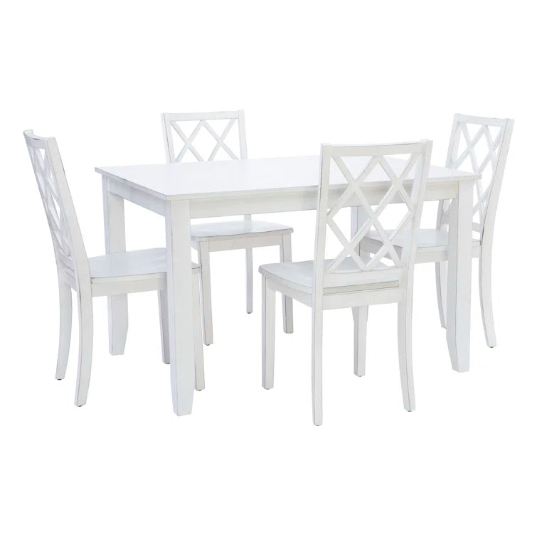 5 Piece 48" Solid Wood Lattice Back Dining Set