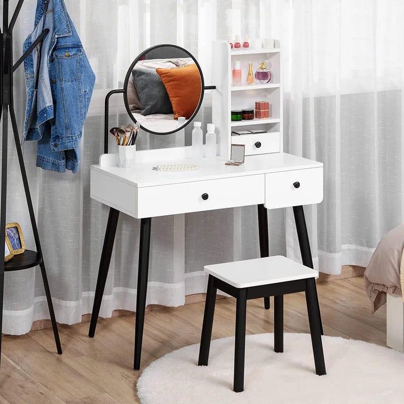 YJN Vanity Desk,Makeup Vanity Desk with Mirror, Makeup Vanity Desk with Drawer, Adult Bedside Table Dressing Table, Makeup Table for Bedroom Space - Ouch Cart 