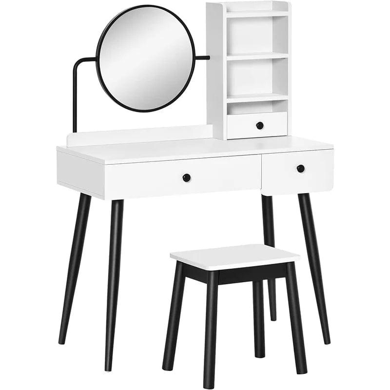 YJN Vanity Desk,Makeup Vanity Desk with Mirror, Makeup Vanity Desk with Drawer, Adult Bedside Table Dressing Table, Makeup Table for Bedroom Space - Ouch Cart 