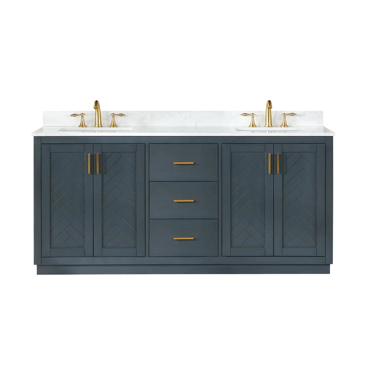 72 Inch Double Bathroom Vanity with Engineered Stone Top
