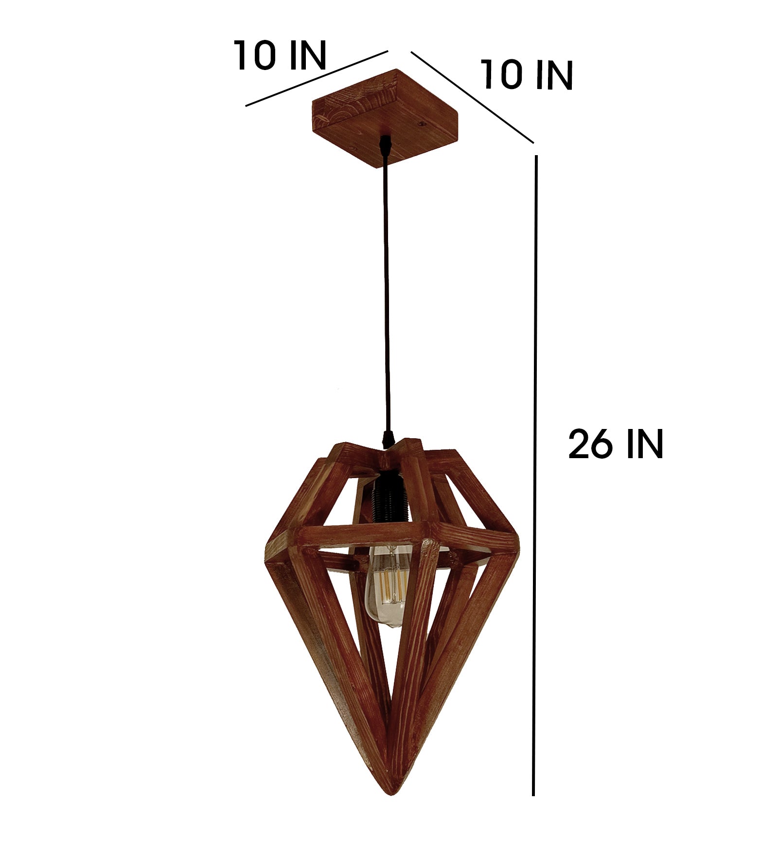 Gem Brown Wooden Single Hanging Lamp (BULB NOT INCLUDED)