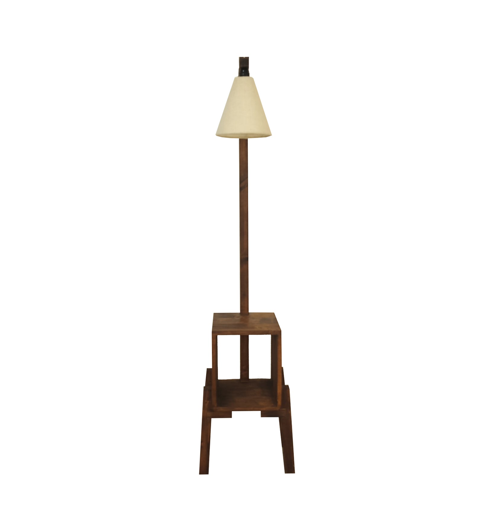 Gerard Wooden Floor Lamp with Brown Base and Jute Fabric Lampshade (BULB NOT INCLUDED)