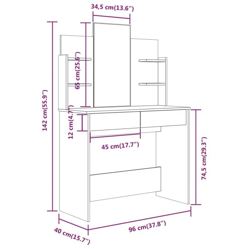 Ewa Dressing Table with Mirror - Ouch Cart 