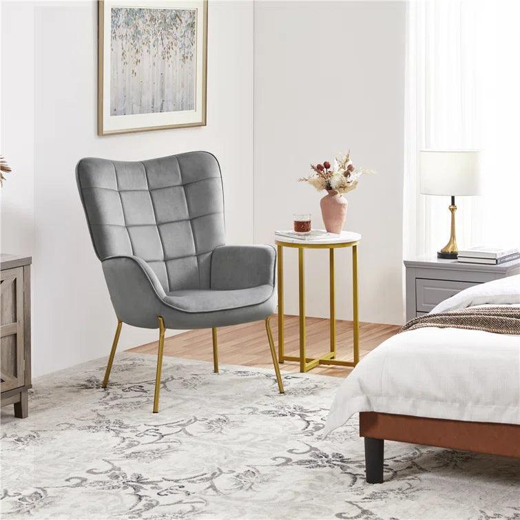Glowacki Wide Tufted Velvet Armchair and Ottoman - Ouch Cart 