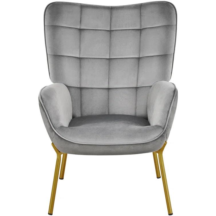 Glowacki Wide Tufted Velvet Armchair and Ottoman - Ouch Cart 