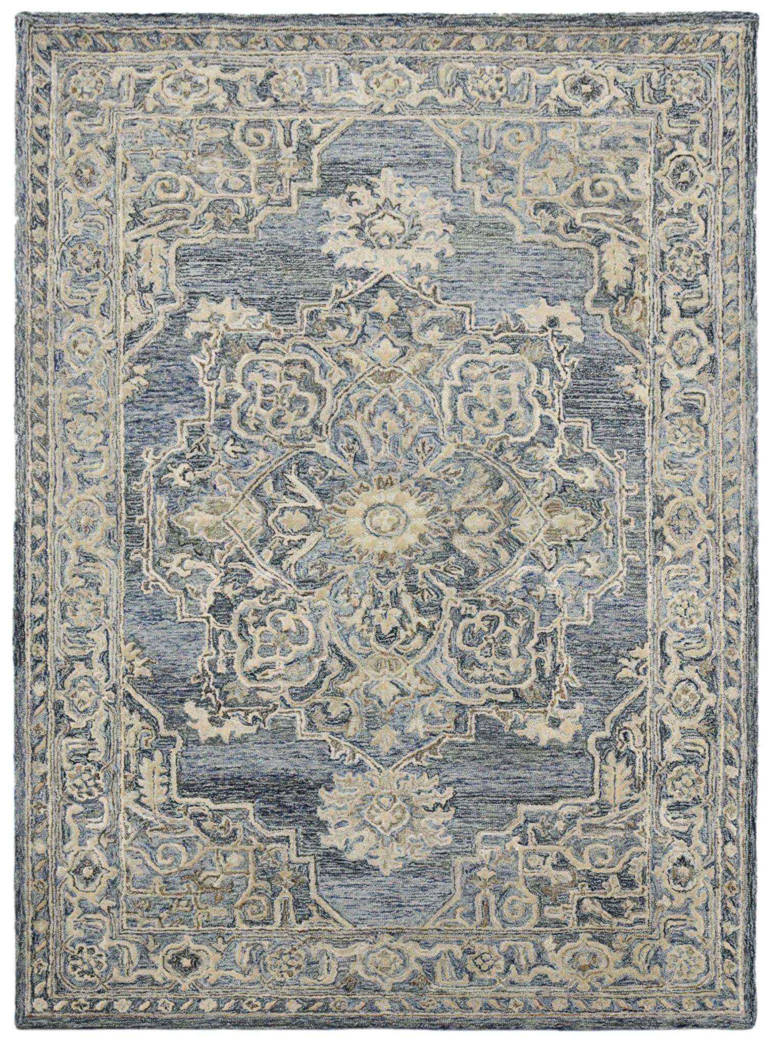 Denim-Gray Wool & Viscose Vestige 8X10 Feet  Hand-Tufted Carpet - Rug