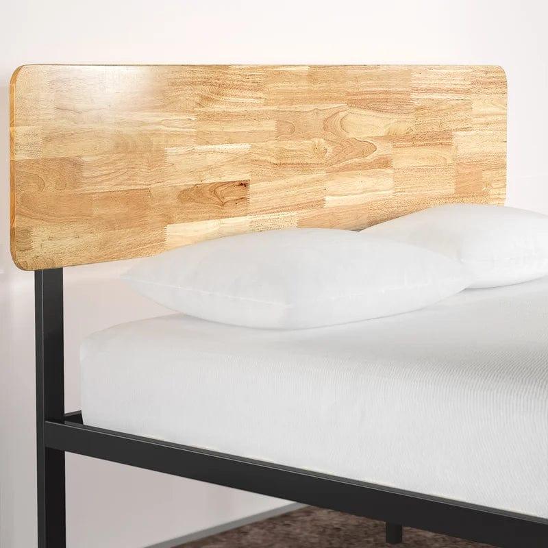 Graham Sleek Bed Frame with Solid Wood Headboard - Ouch Cart 