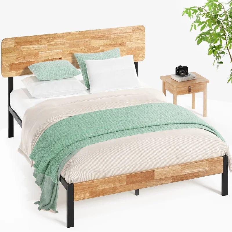 Graham Sleek Bed Frame with Solid Wood Headboard