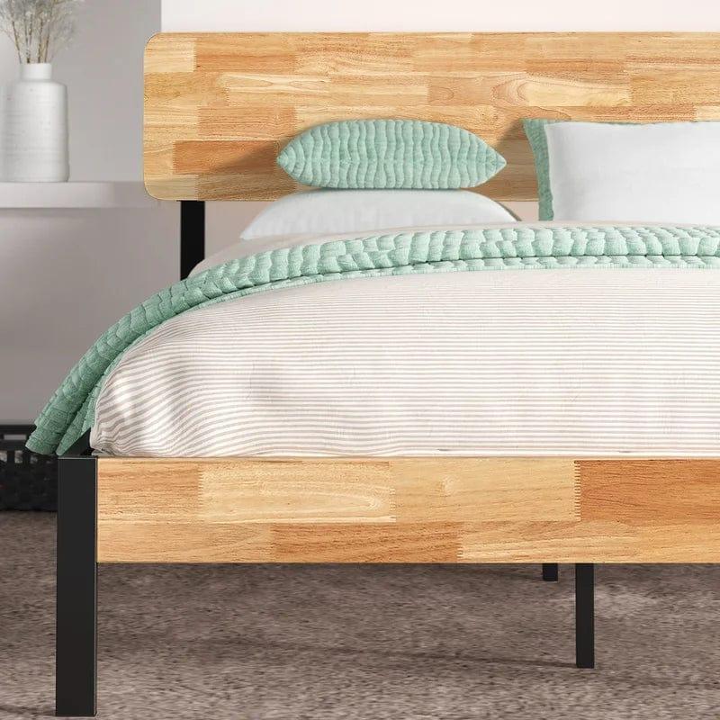 Graham Sleek Bed Frame with Solid Wood Headboard - Ouch Cart 