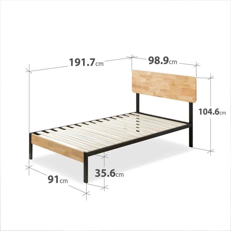 Graham Sleek Bed Frame with Solid Wood Headboard - Ouch Cart 