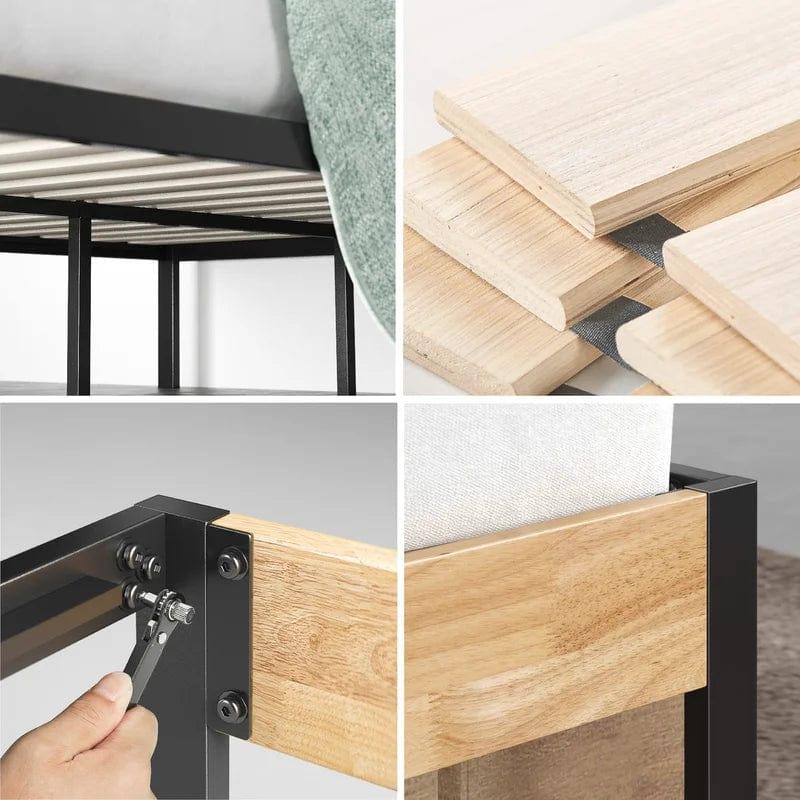 Graham Sleek Bed Frame with Solid Wood Headboard - Ouch Cart 
