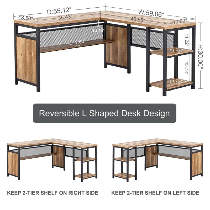 L-Shaped Metal Base Computer Desk