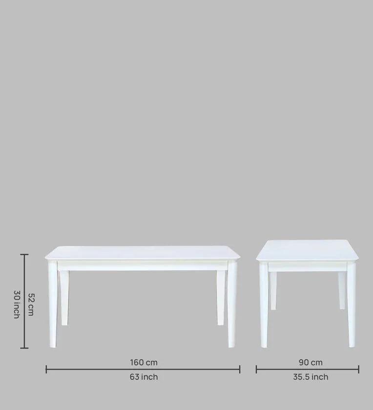 Solid Wood 6 Seater Dining Set in White Finish - Ouch Cart 