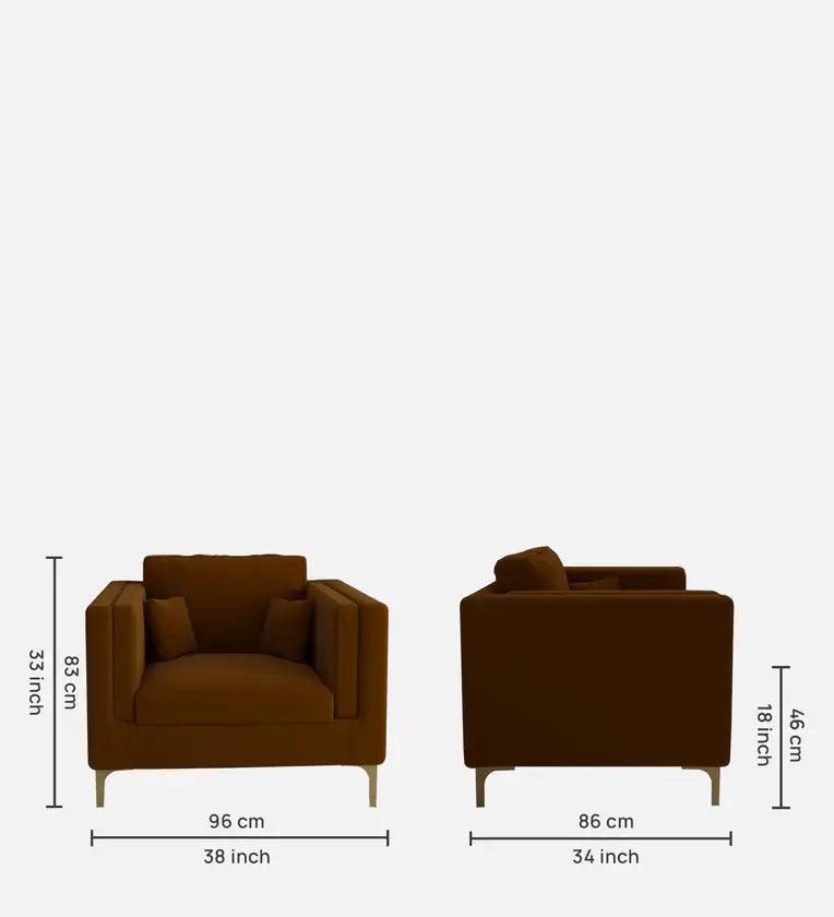 Velvet 1 Seater Sofa in Coffee Colour - Ouch Cart 