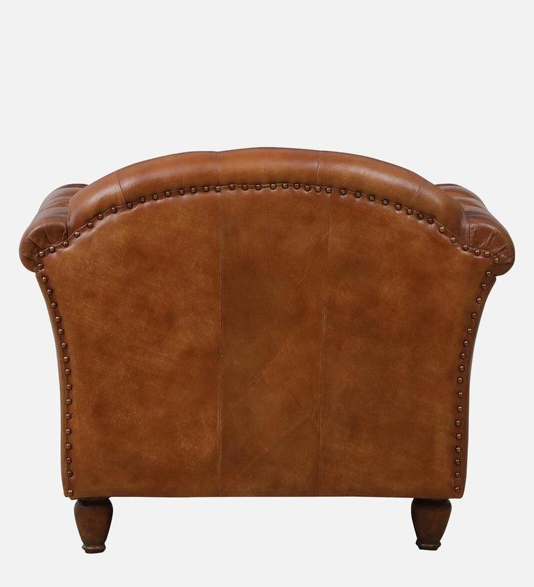 Leather 1 Seater Sofa In Antique Tan Colour - Ouch Cart 