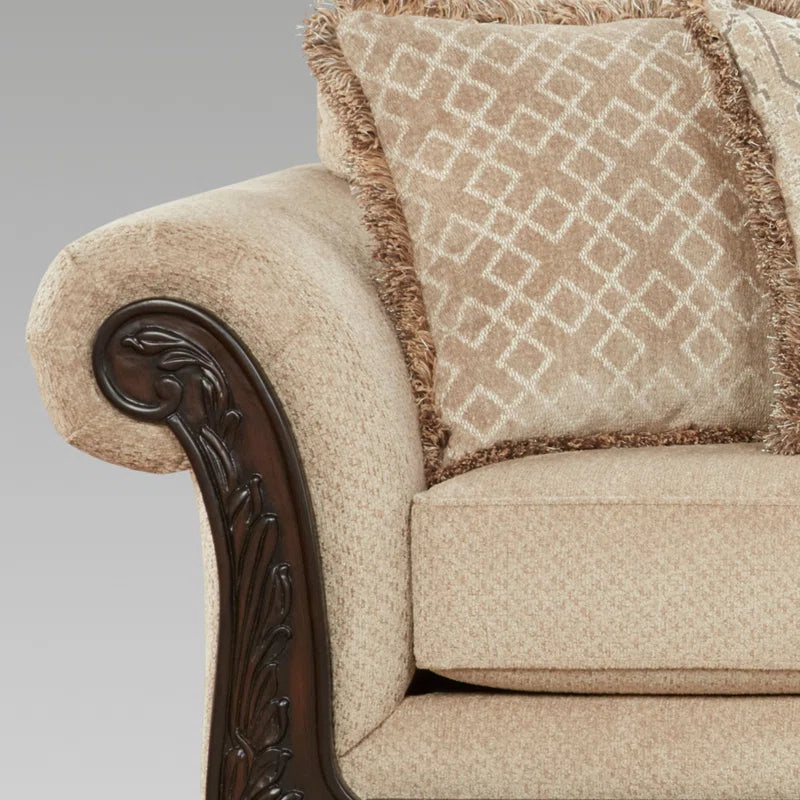 Halima Carved Wood Frame 5-piece Living Room Set