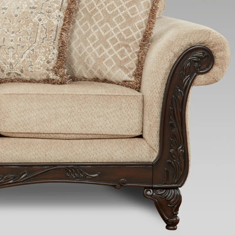 Halima Carved Wood Frame 5-piece Living Room Set