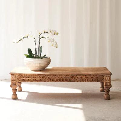 Emily Carved Solid Wood Coffee Table - Ouch Cart 