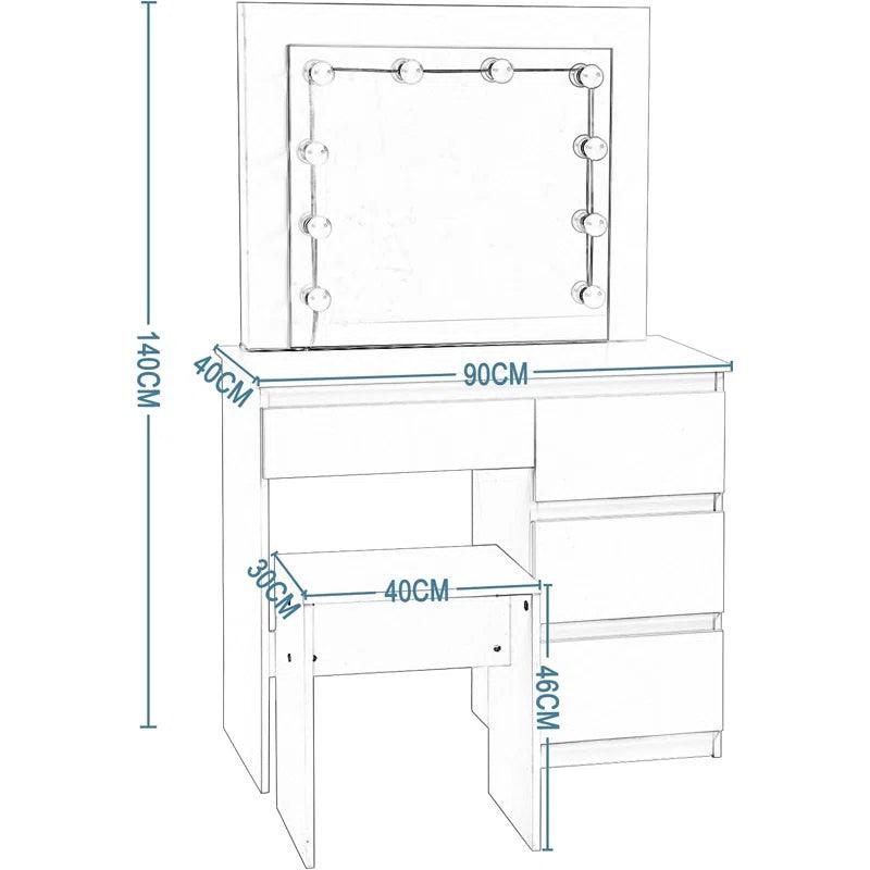 Valentina Dressing Table with Mirror - Ouch Cart 