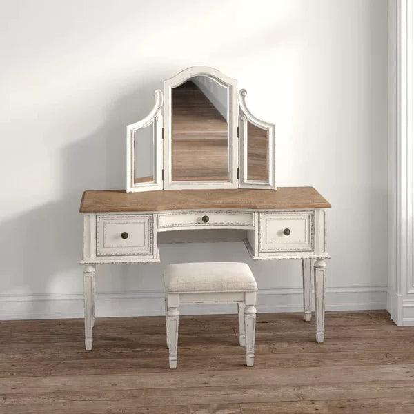 Bring torn Vanity dressing table design with miror with stool - Ouch Cart 