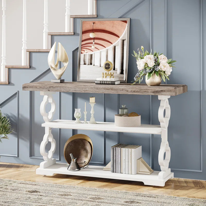 Ida 3 Tier Wood Long Accent Entry Table