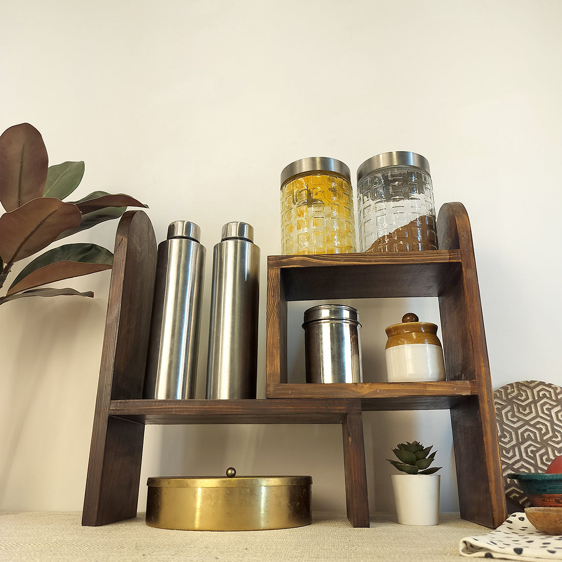 Helene Wooden Kitchen Countertop Organiser-OUCH CART | Kitchen rack