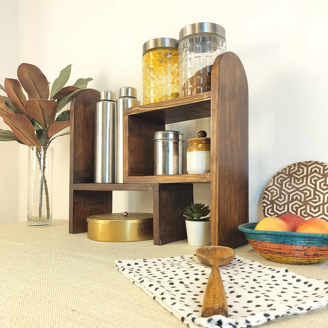 Helene Wooden Kitchen Countertop Organiser