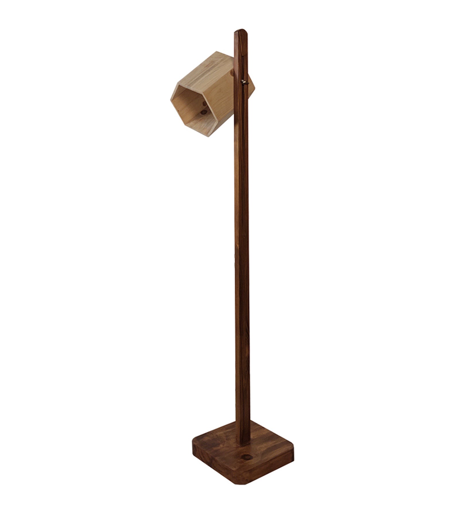 HexSpot Wooden Floor Lamp with Beige  Base and Red Wooden Lampshade (BULB NOT INCLUDED)