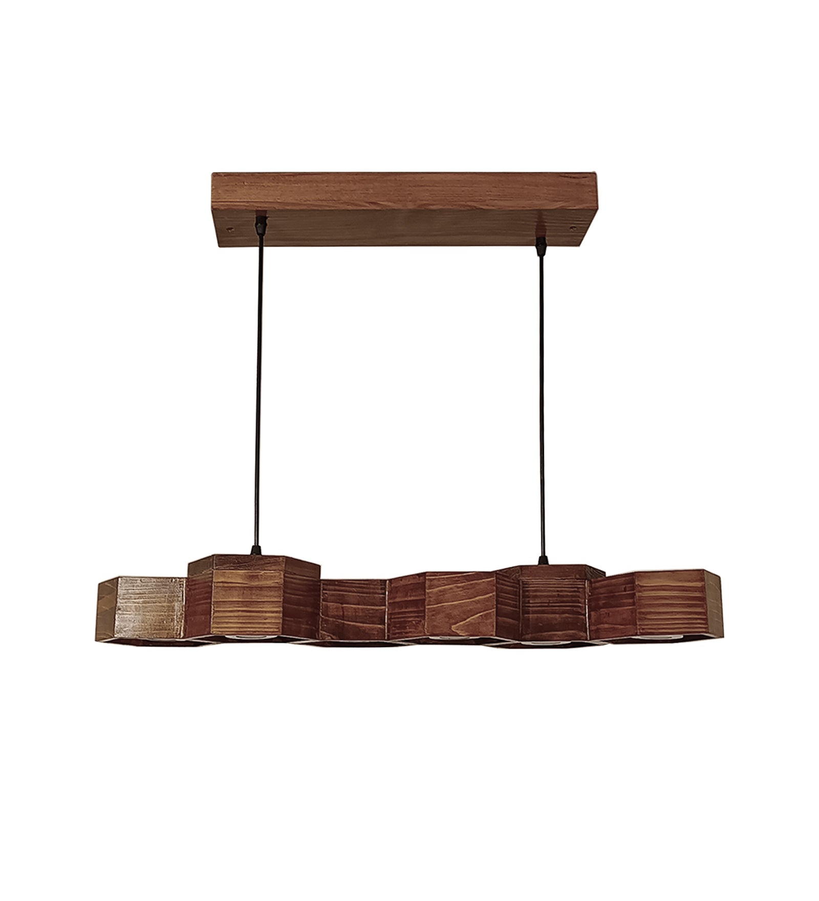 exa 36 Brown Wooden LED Hanging Lamp