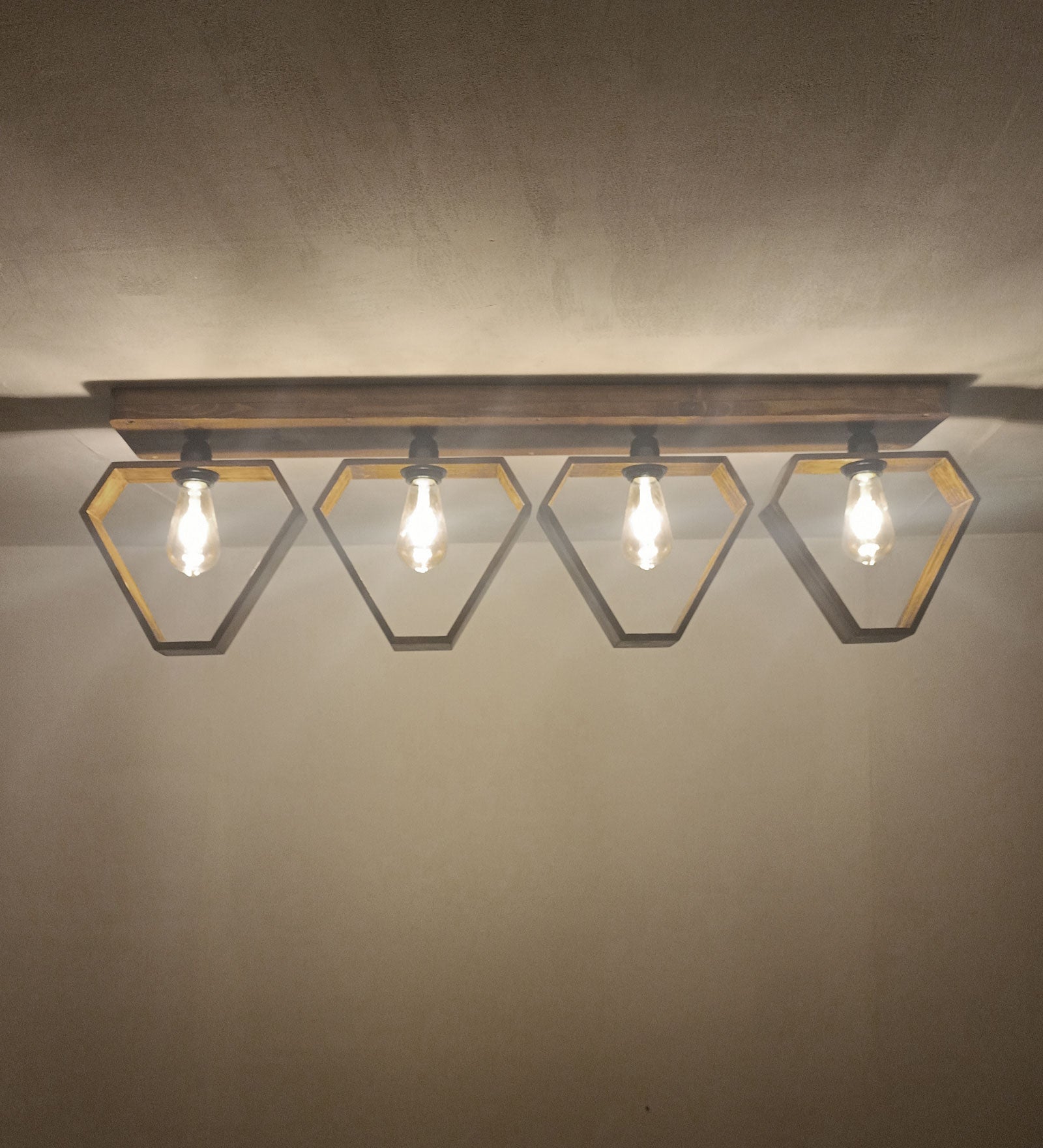 Hexad Brown Wooden 4 Series Ceiling Lamp (BULB NOT INCLUDED)