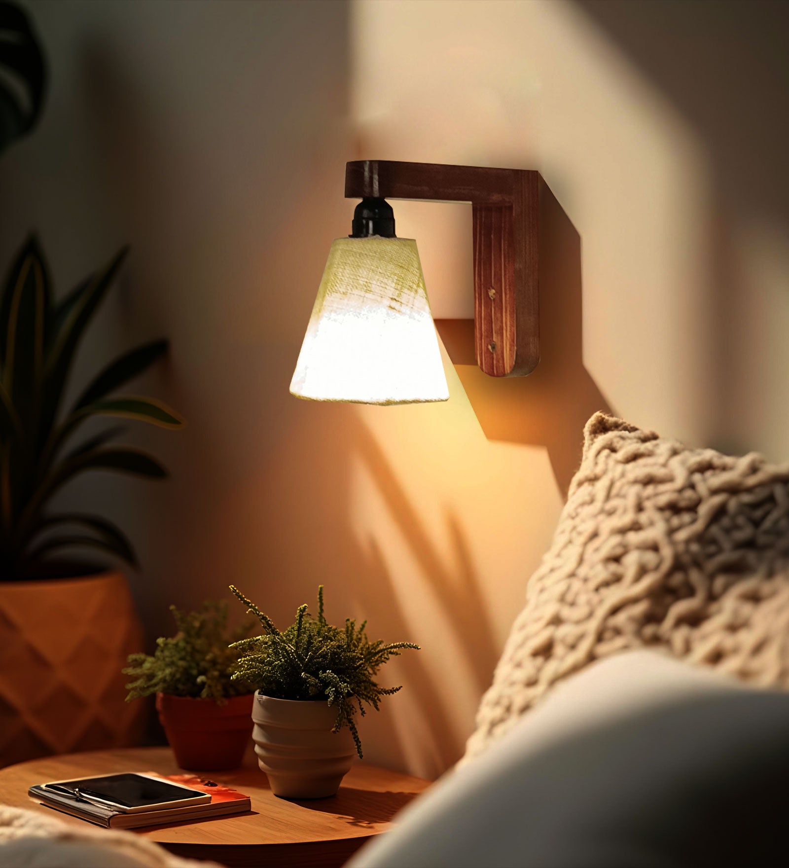 Hexagon Brown Wooden Wall Light (BULB NOT INCLUDED)