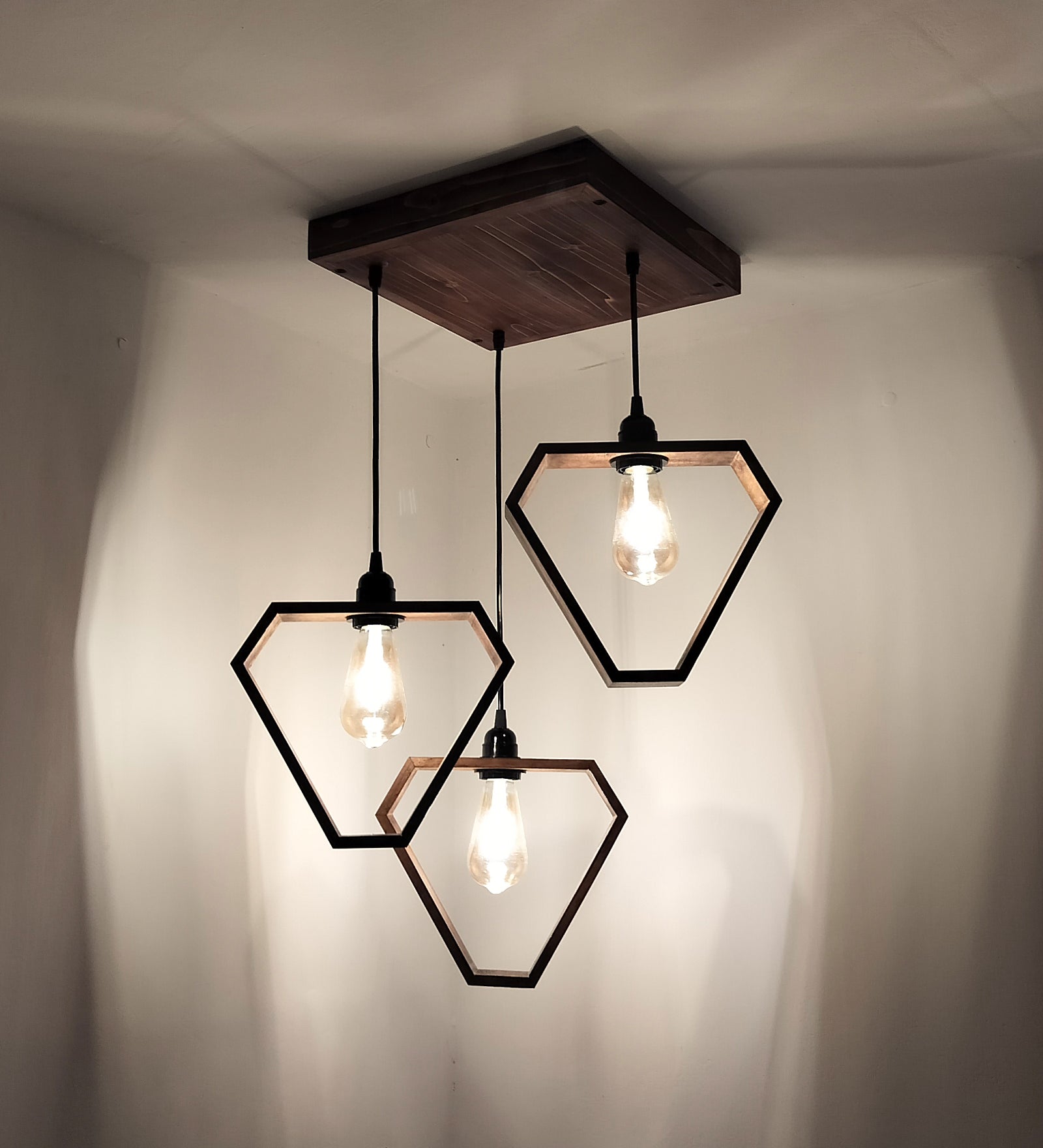 Hexar Brown Wooden Cluster Hanging Lamp