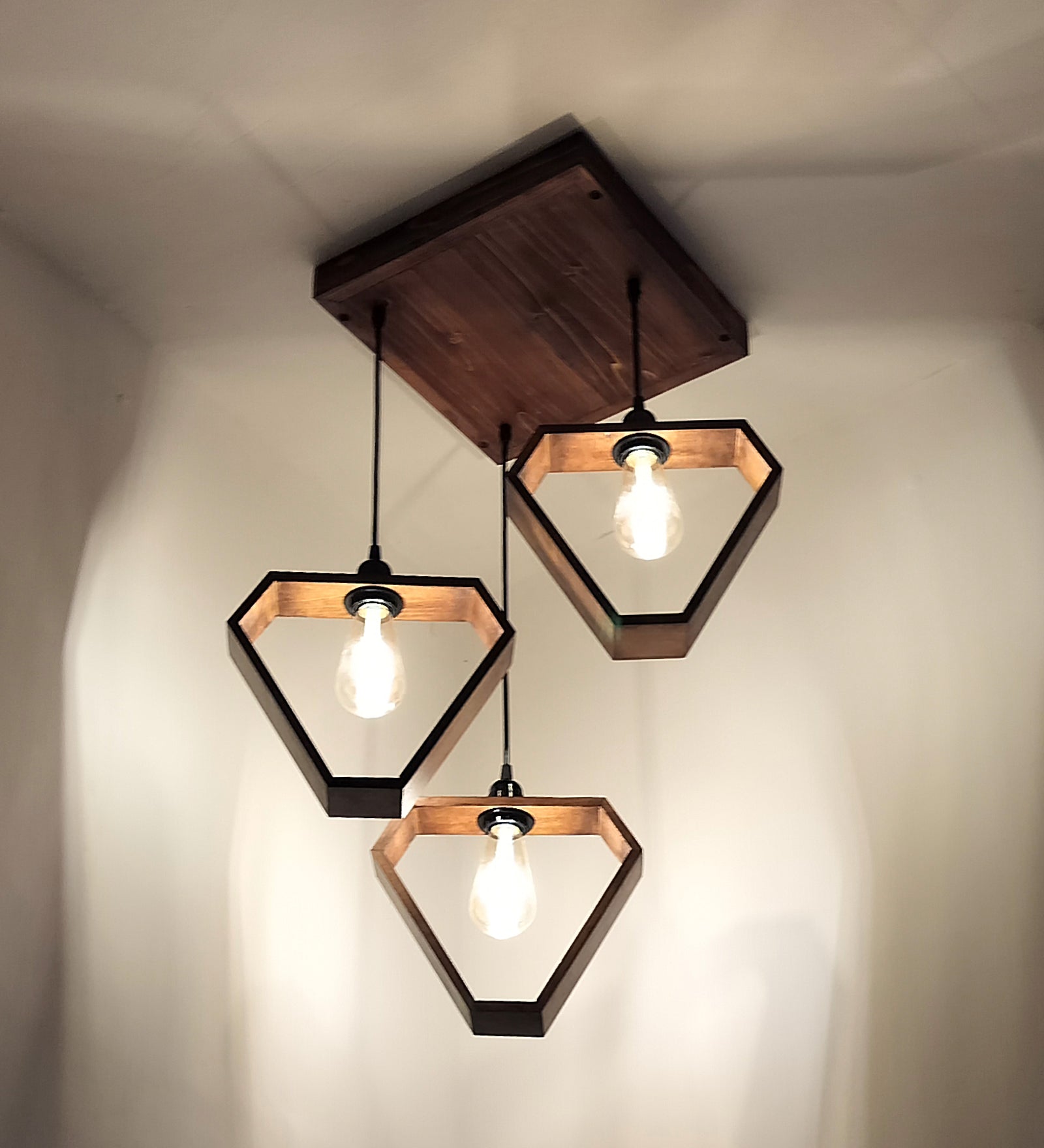 Hexar Brown Wooden Cluster Hanging Lamp