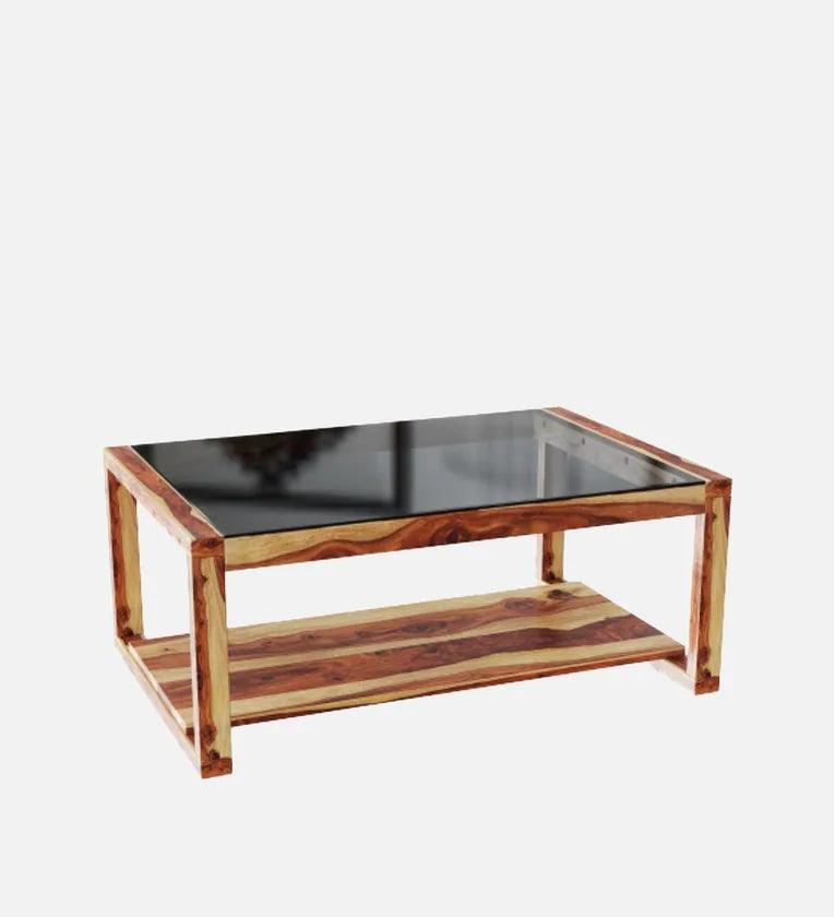 Sheesham Wood Coffee Table In Natural Teak Colour - Ouch Cart 