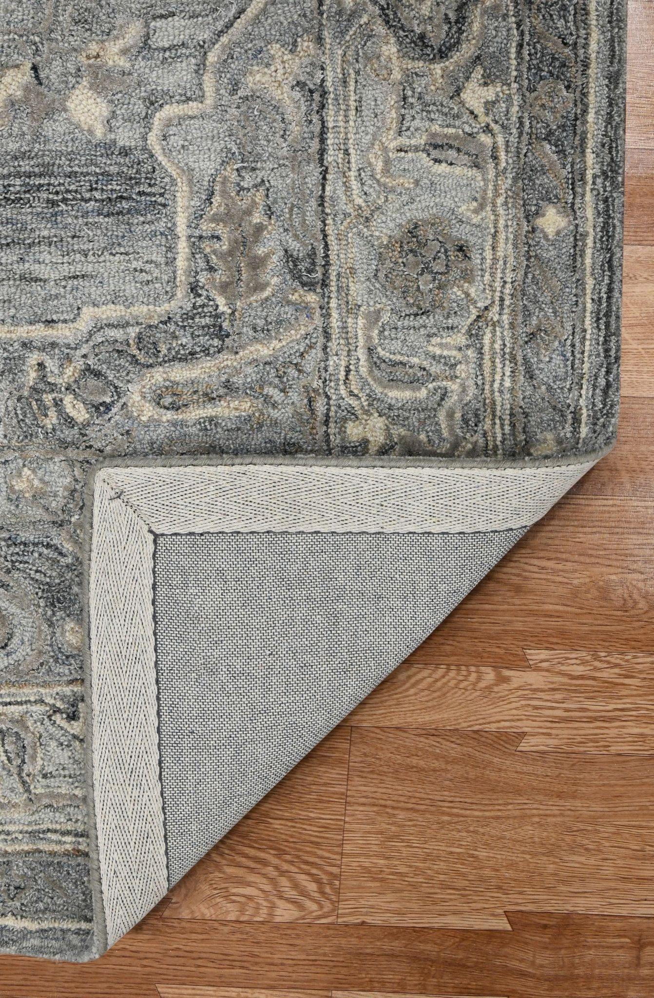 Gray Wool & Viscose Vestige 8X10 Feet Hand-Tufted Carpet - Rug - Ouch Cart 