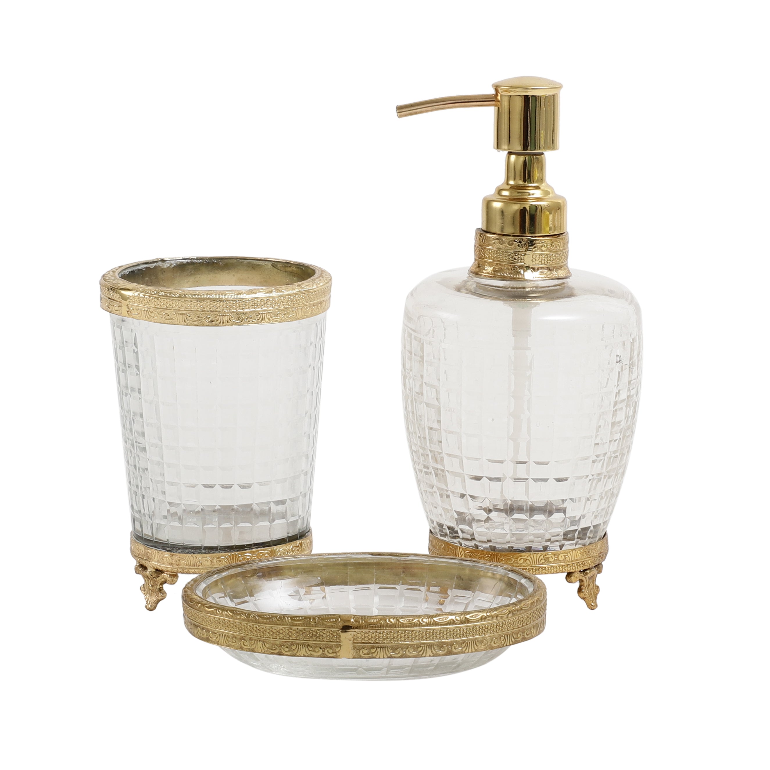 Alteza crystal Cut bathroom set in gold