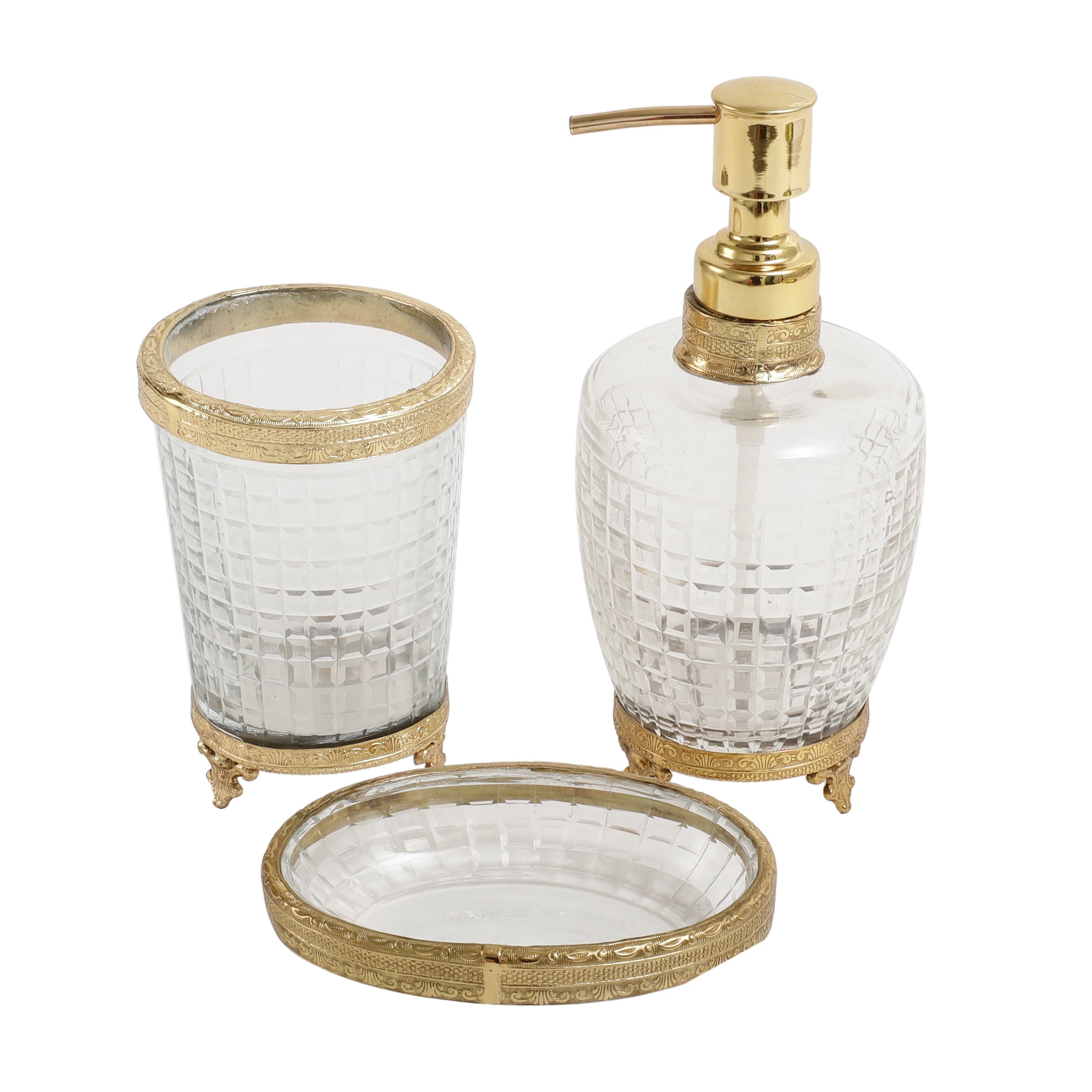 Alteza crystal Cut bathroom set in gold