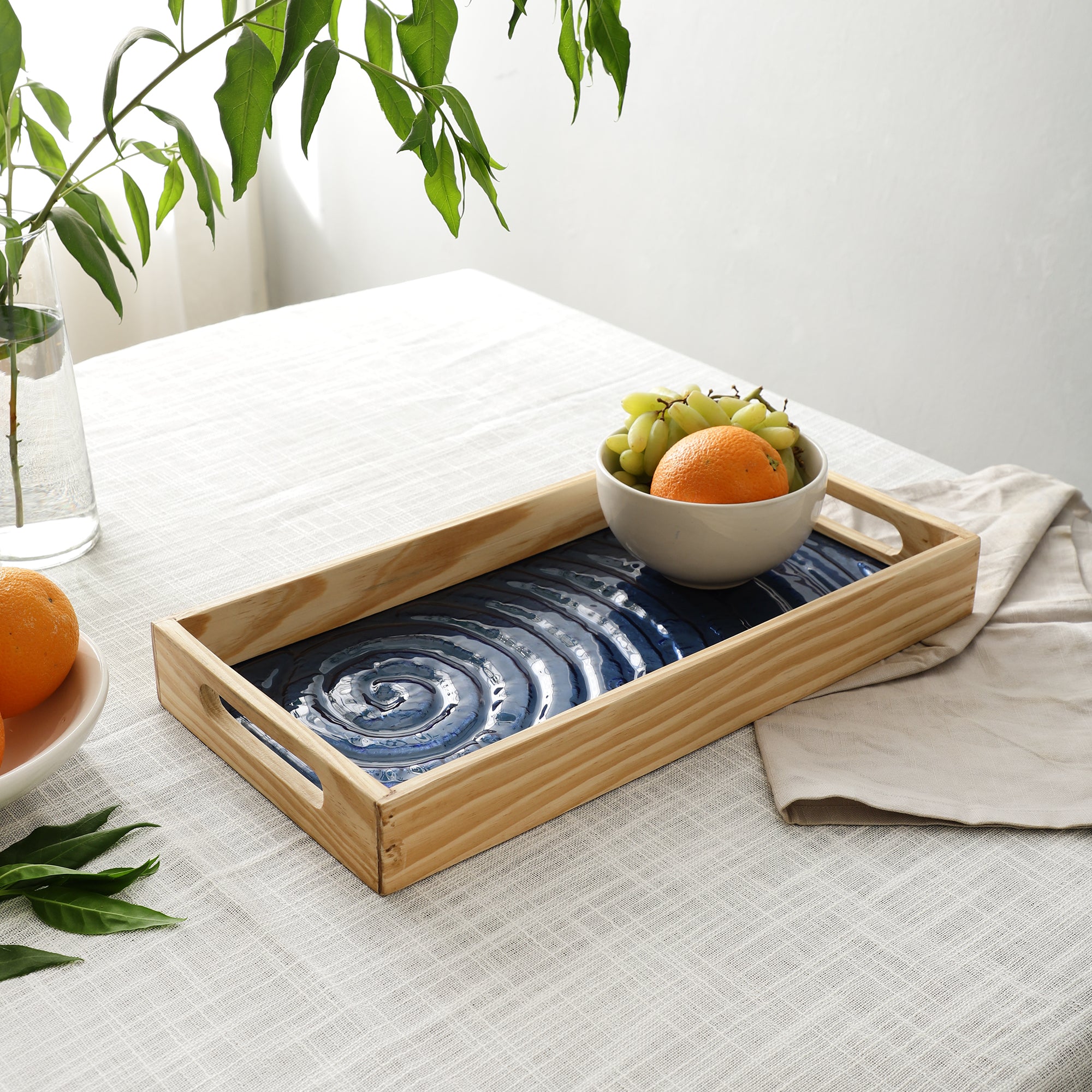 Duran Blue Spiral Glass Tray