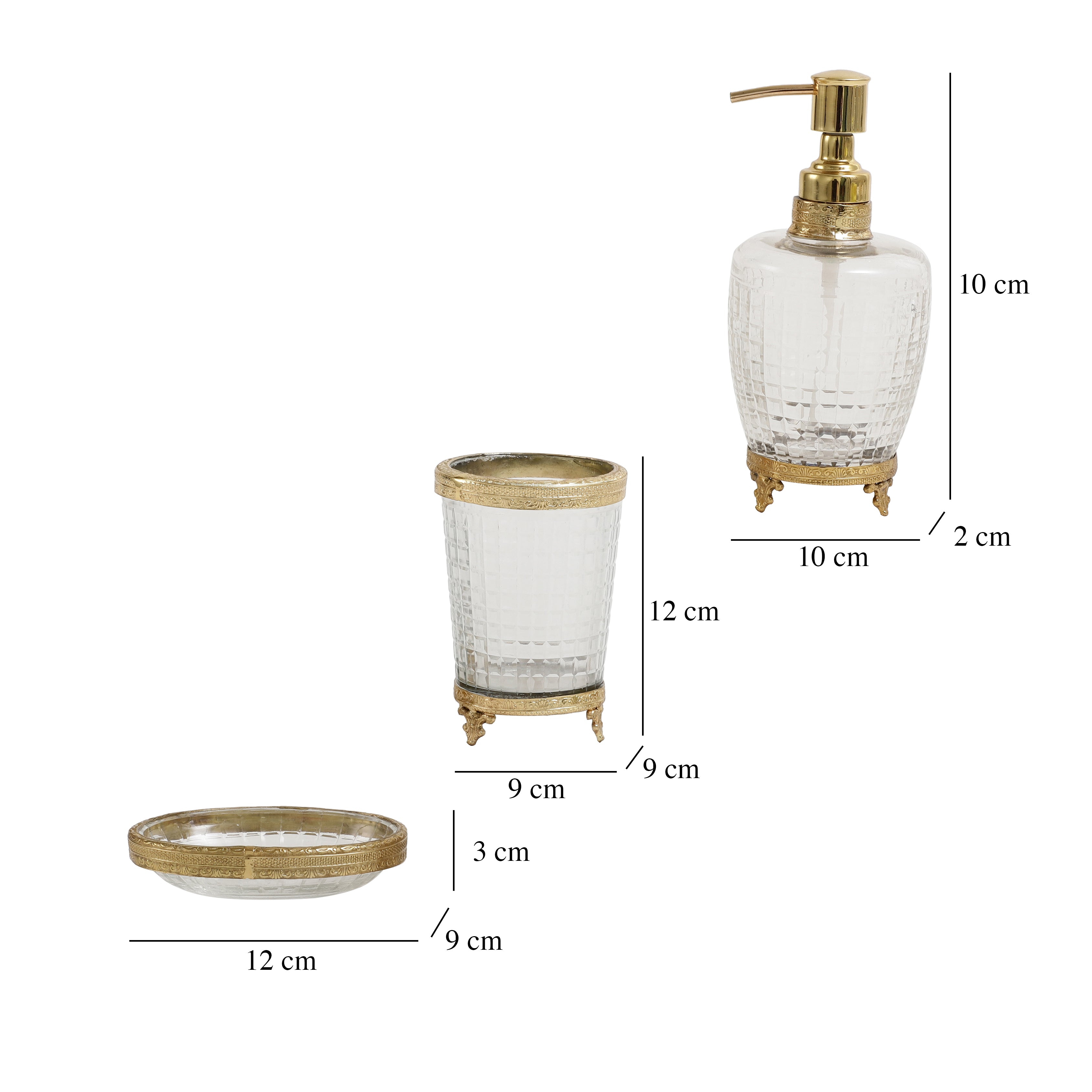 Alteza crystal Cut bathroom set in gold